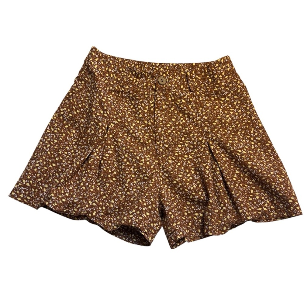 Cider Shorts size XS Brown Floral White Yellow Lightweight Flowy Hi Waist Boho